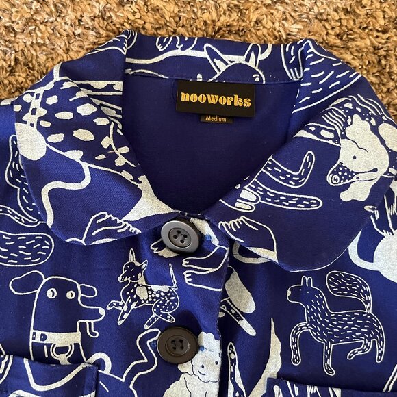 NWOT Nooworks chore coat blue dogs print - Picture 3 of 5